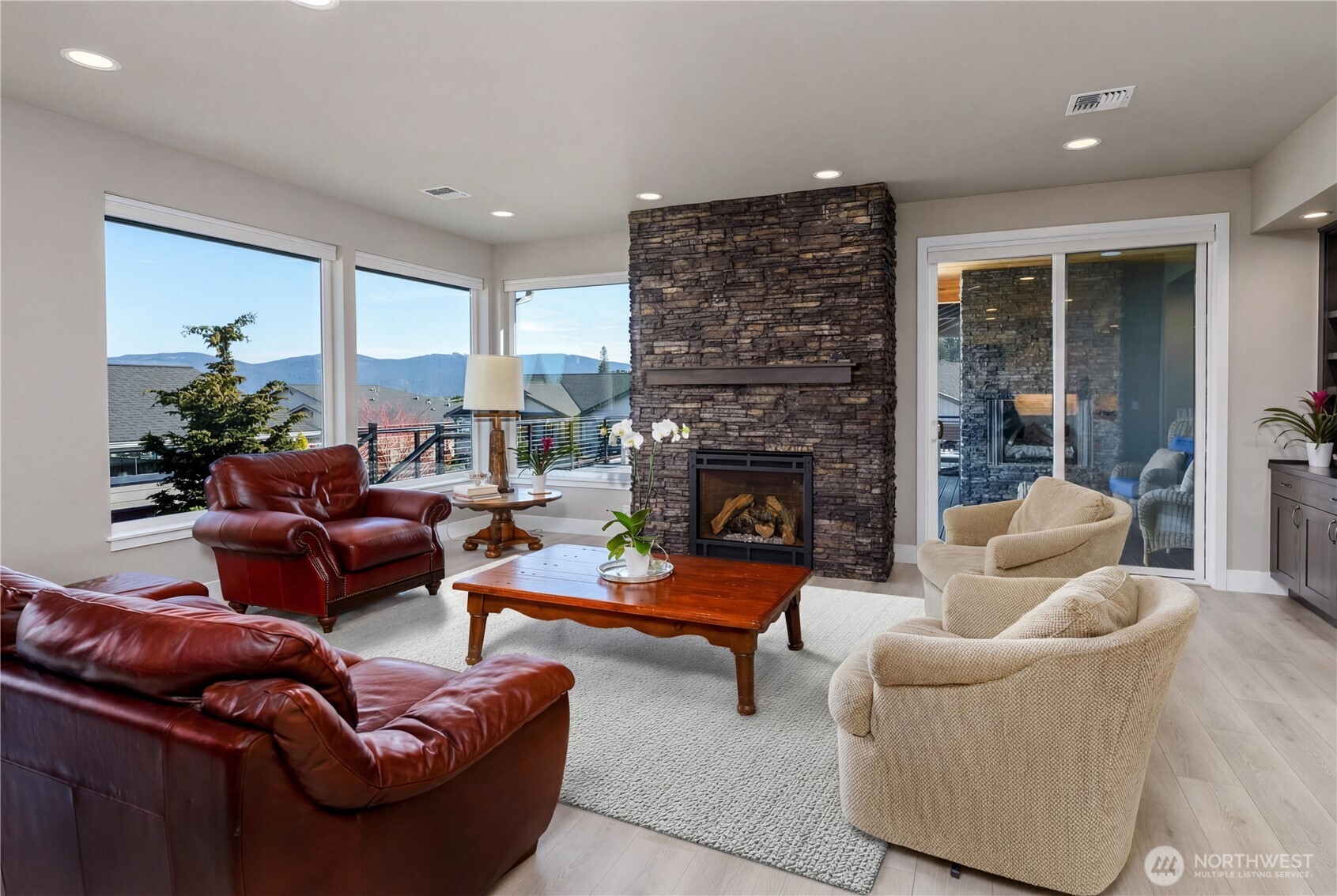 621 Jones Farm Road Sequim, WA 98382 - Photo 6 of 40 a living room with furniture and a fireplace