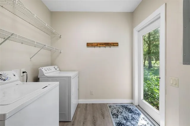 a view of a lake with a city