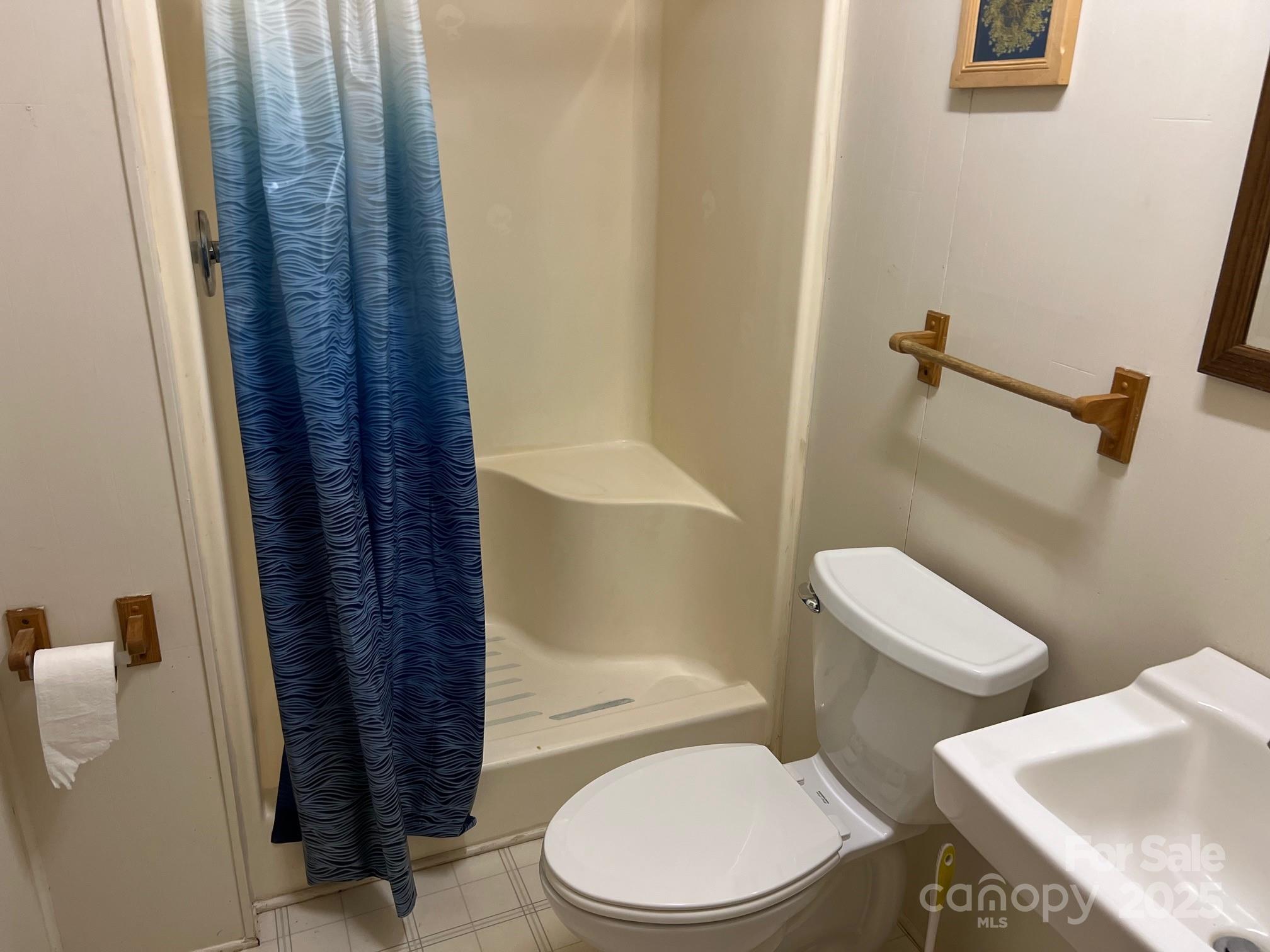 2819 Playmore Beach Road Morganton, NC 28655 - Photo 24 of 30 a white toilet sitting next to a shower curtain
