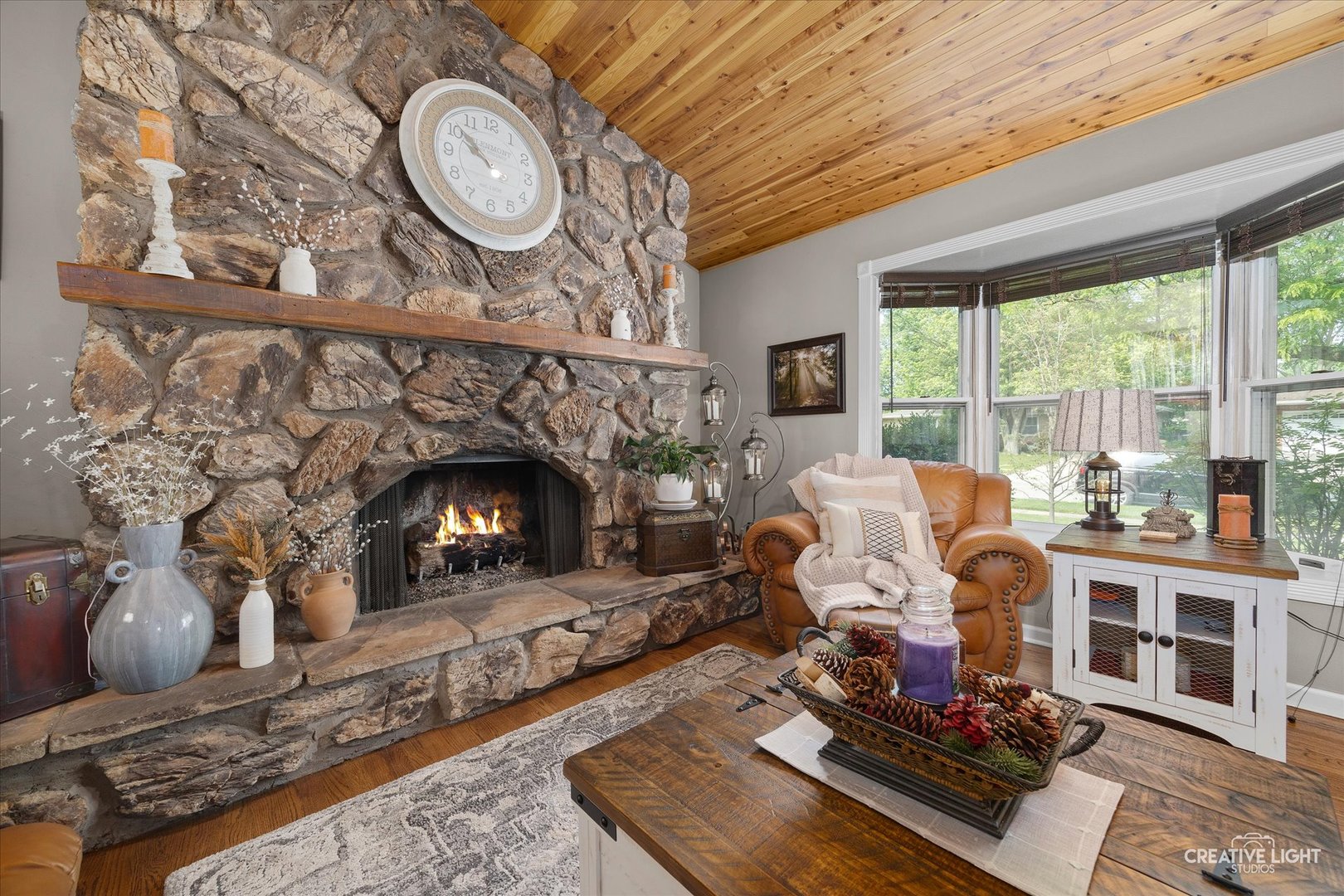 124 Fairview Drive St. Charles, IL 60174 - Photo 9 of 37 a living room with furniture and a fireplace