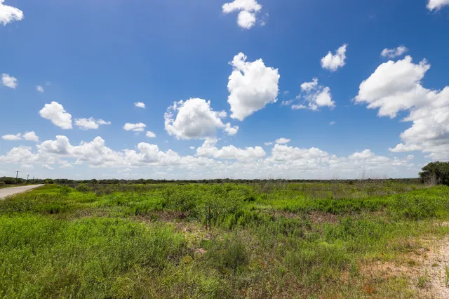 a view of a fireplace in middle of the green field