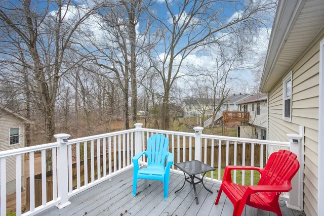 a view of a two chairs on the roof deck