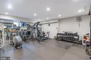 a view of a room with gym equipment