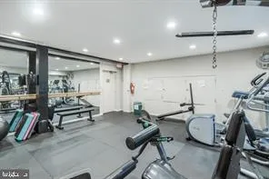 a view of a room with gym equipment