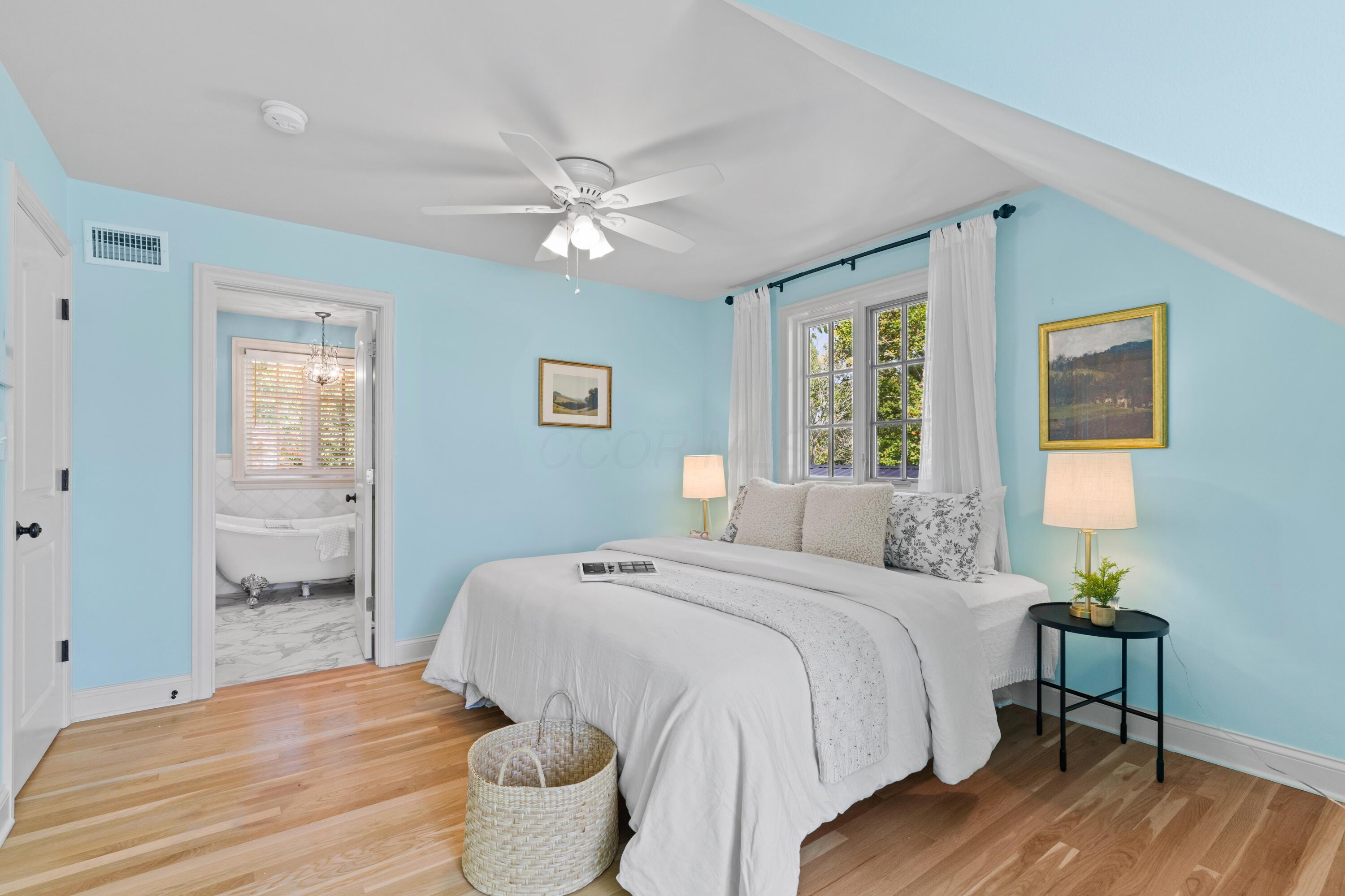 1326 Windham Road Columbus, OH 43220 - Photo 28 of 67 Primary Suite, with TWO custom walk-in closets, built-in reading nook bench with storage and an updated en-suite that is Insta-worthy!