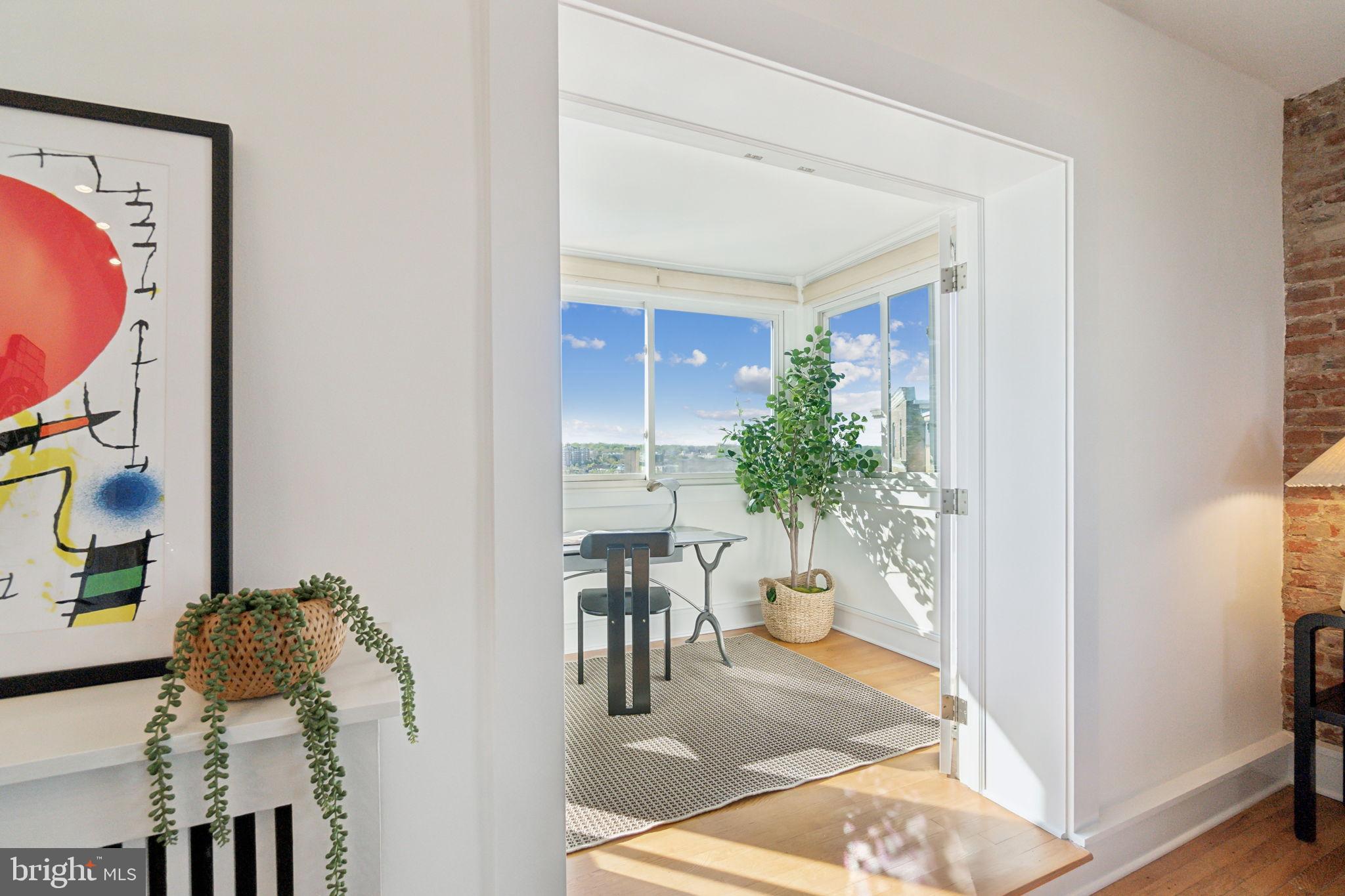 1901 Columbia Road Northwest, Unit 805 Washington, DC 20009 - Photo 8 of 37 a living room with furniture and a potted plant