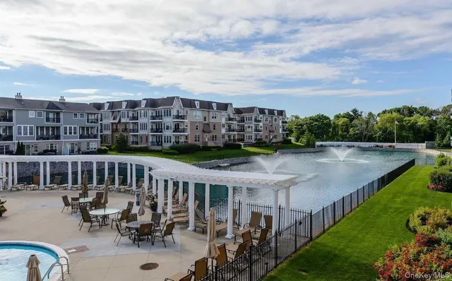 a view of a city from a patio