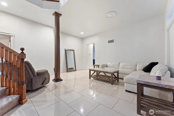 a living room with furniture