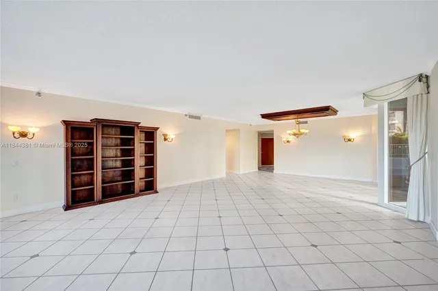 a view of a room with shelves