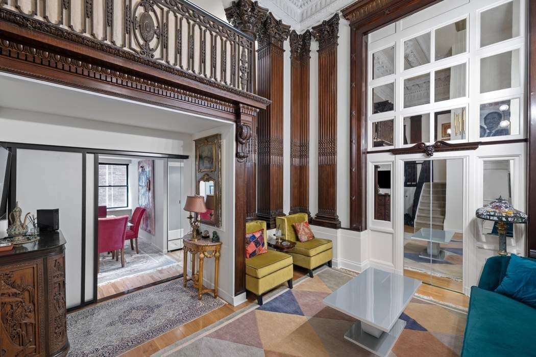 a living room with furniture