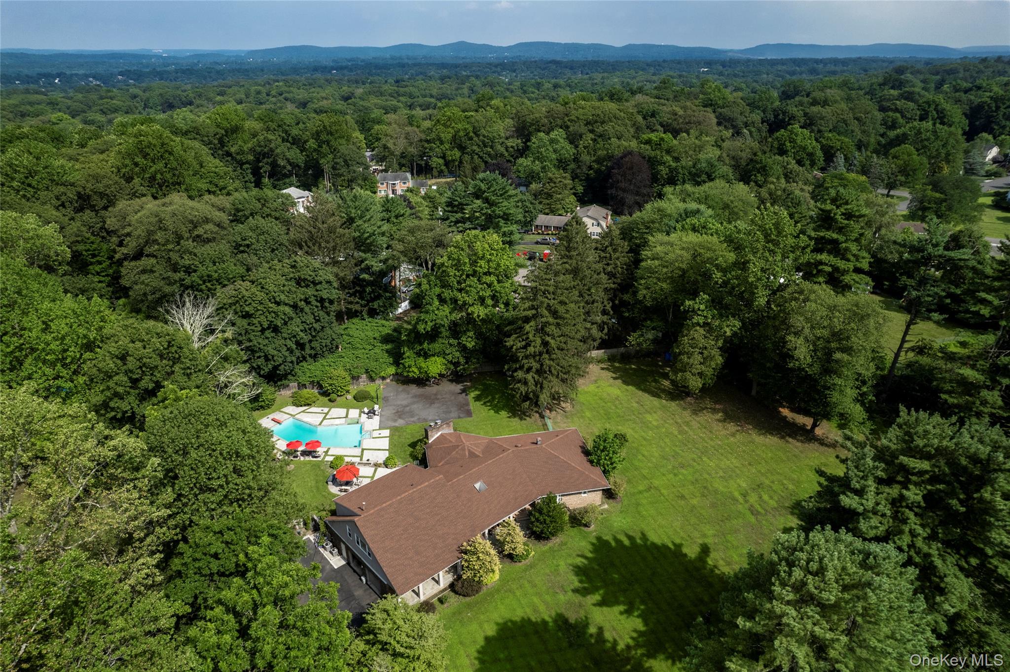 369 Phillips Hill Road New City, NY 10956 - Photo 34 of 40 Aerial view of a forest and a pool area