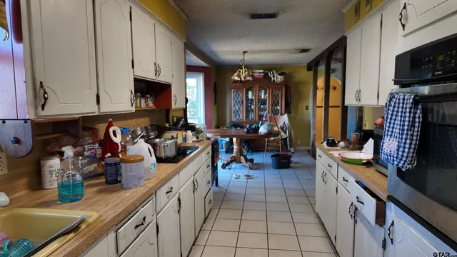 a kitchen with lots of counter top space