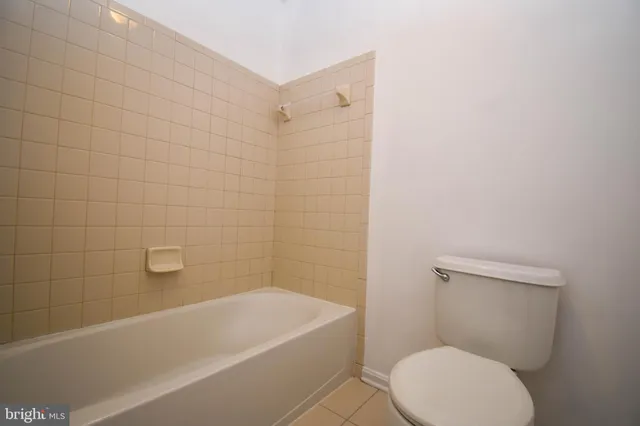 a bathroom with a toilet and bathtub