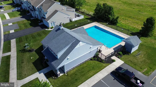 an aerial view of a house