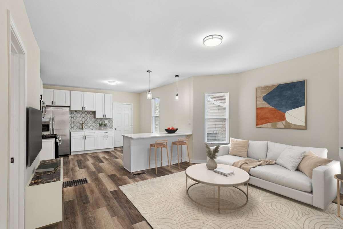 515 George Avenue, Unit 1 Waukegan, IL 60085 - Photo 7 of 15 a living room with furniture and a wooden floor