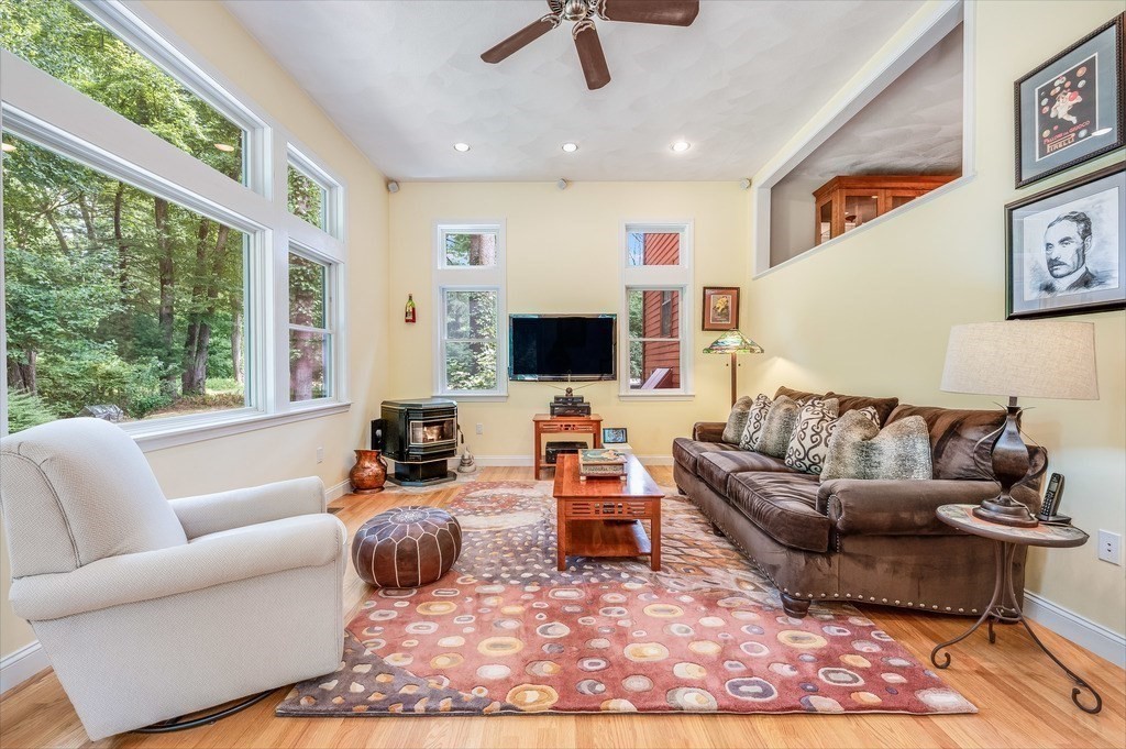 14 Mitchell Road Lynnfield, MA 01940 - Photo 12 of 36 a living room with furniture a flat screen tv and a fireplace