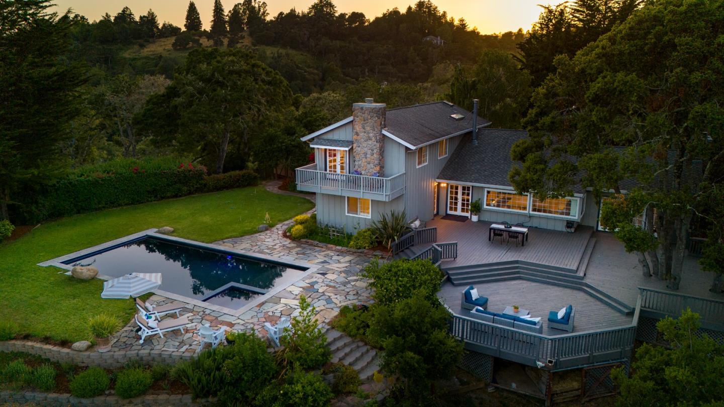 348 Los Robles Road Soquel, CA 95073 - Photo 72 of 87 an aerial view of a house with garden space and a patio