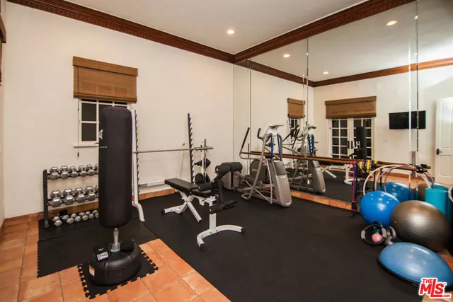 a room with gym equipment