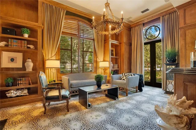 a view of an outdoor space with seating area