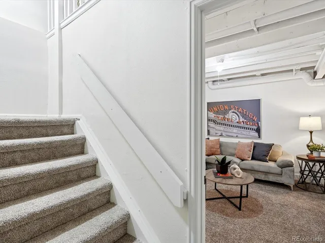 a entryway with a bench