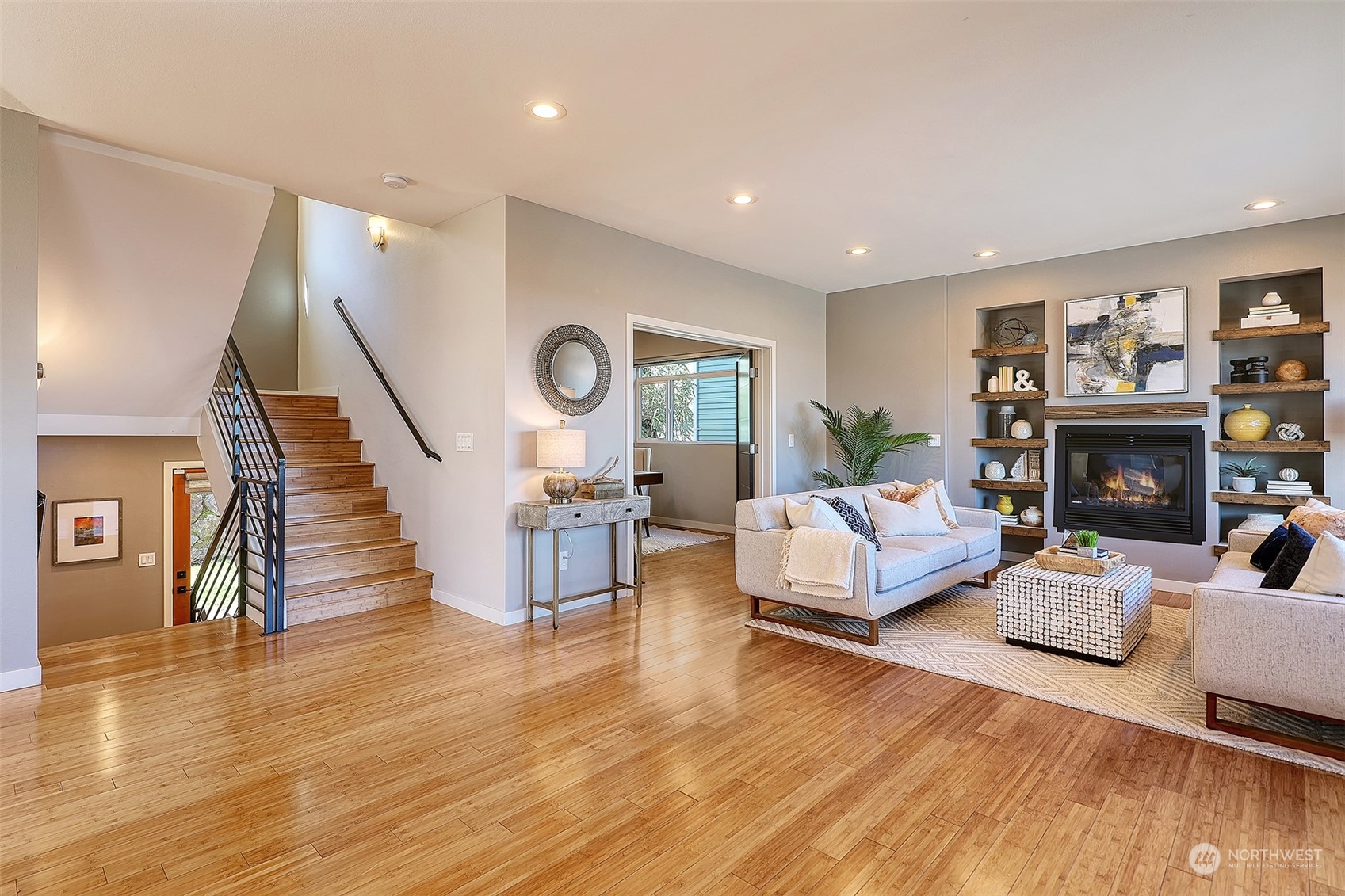 3263 35th Avenue Southwest Seattle, WA 98126 - Photo 13 of 38 a living room with furniture and a fireplace