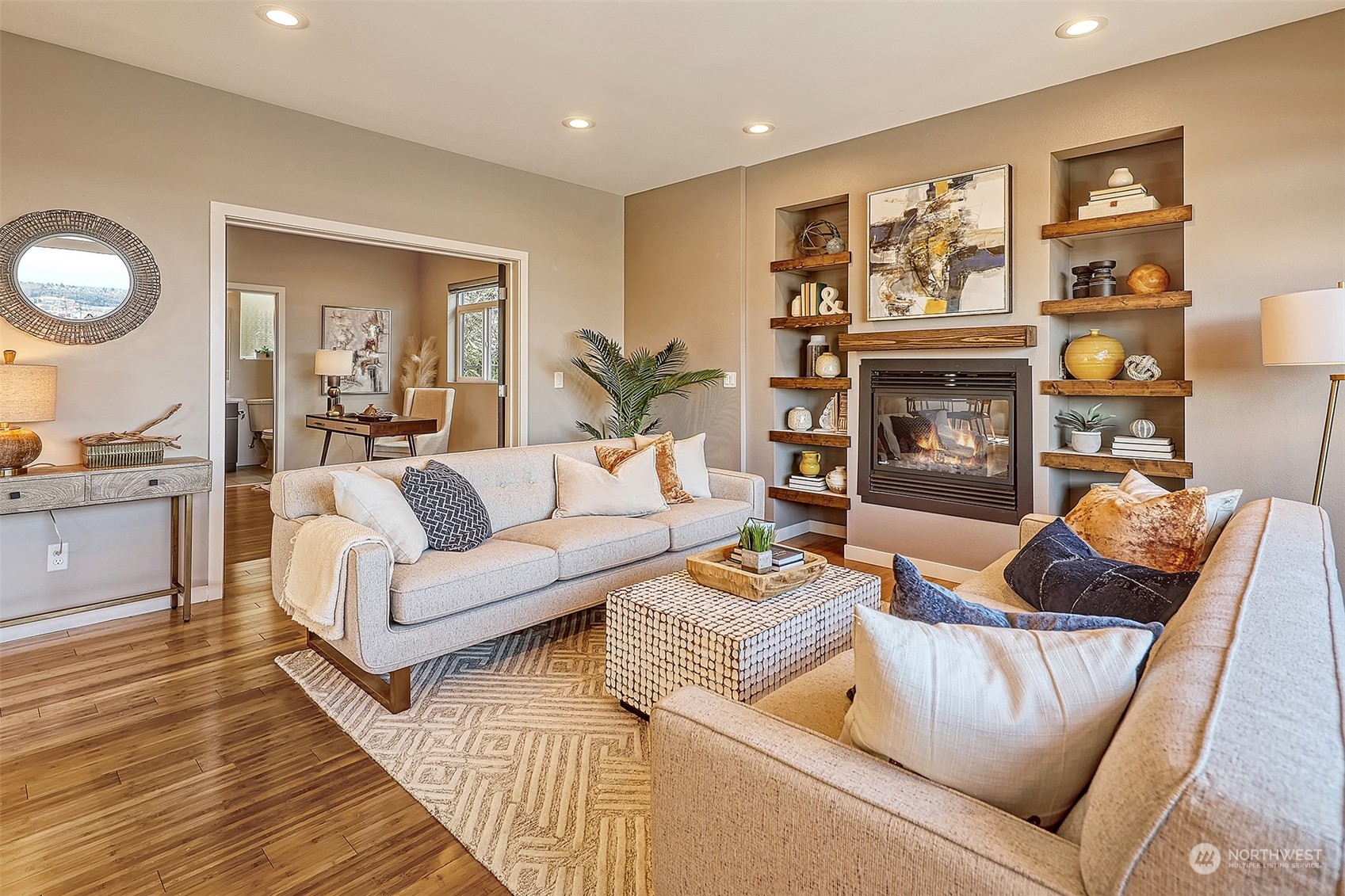 3263 35th Avenue Southwest Seattle, WA 98126 - Photo 3 of 38 a living room with furniture and a fireplace
