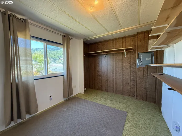 a view of a room with storage