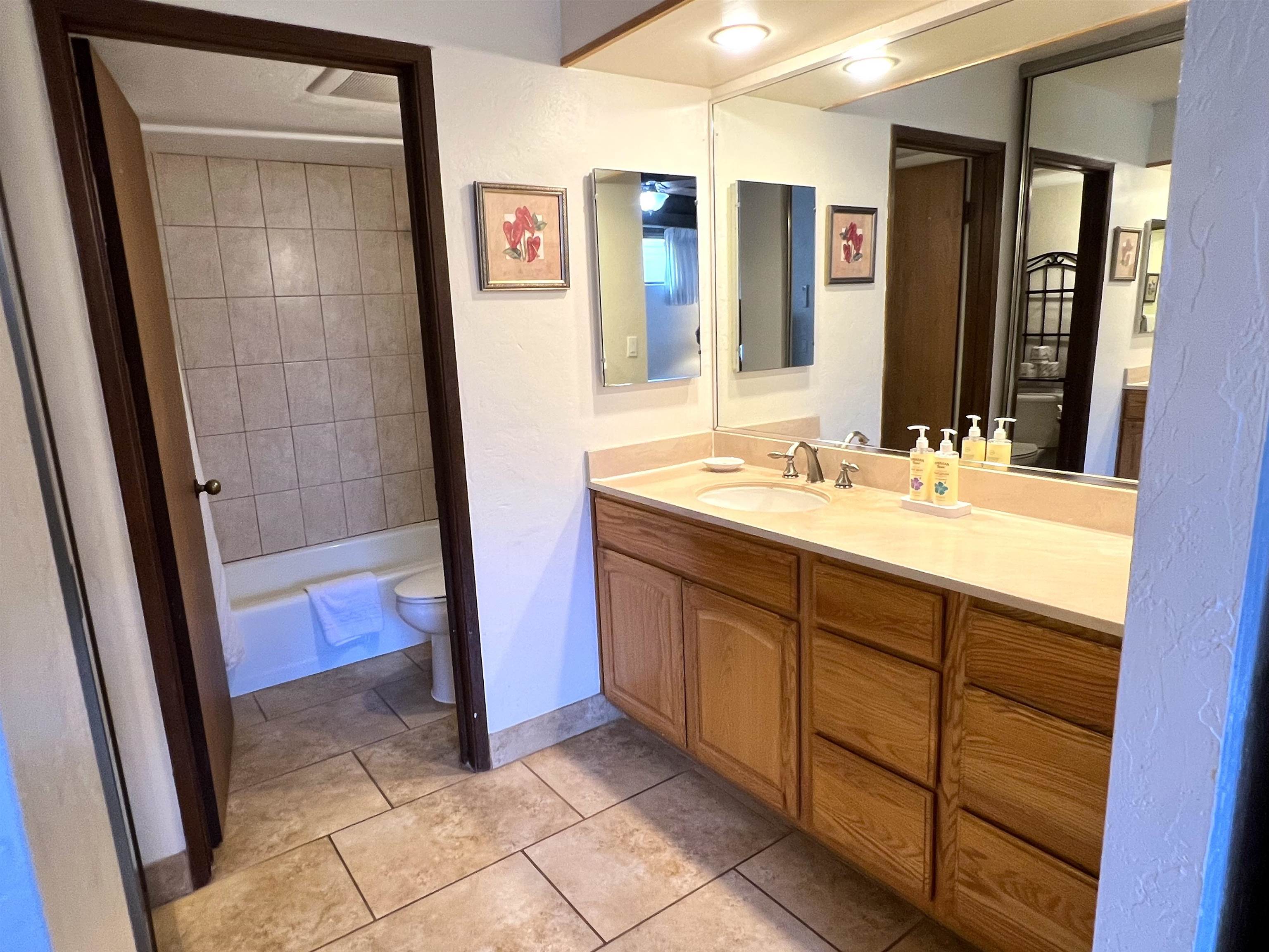 3543 Lower Honoapiilani Road, Unit J403 Lahaina, HI 96761 - Photo 14 of 23 a bathroom with a sink a mirror and a shower
