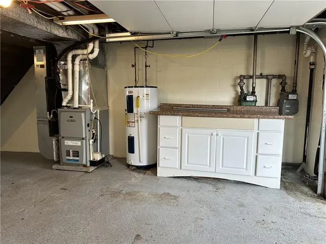 a view of a room with a large window