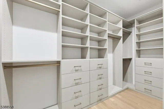 a view of an empty walk in closet