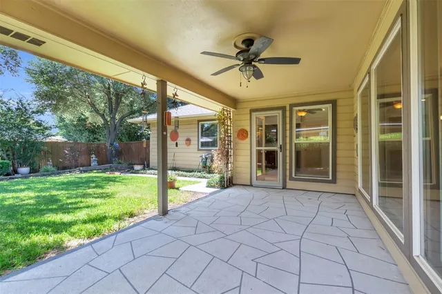a view of an entryway with a garden