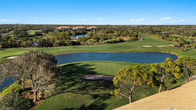 a view of a yard with an ocean