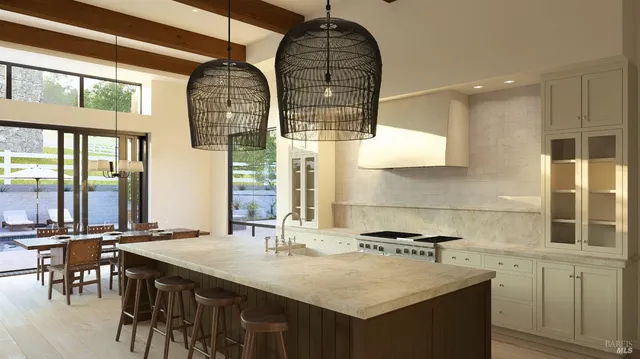 a kitchen with a sink a counter space and a window