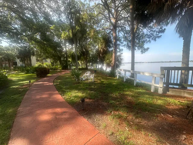 a view of a yard with swimming pool