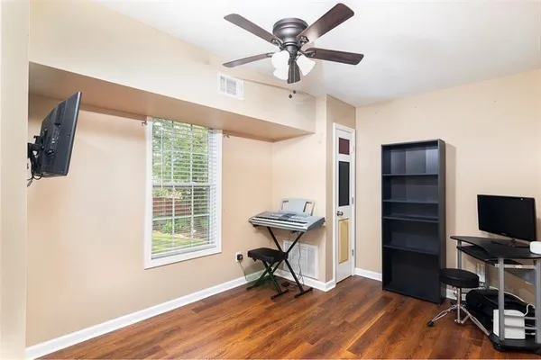 an aerial view of a house