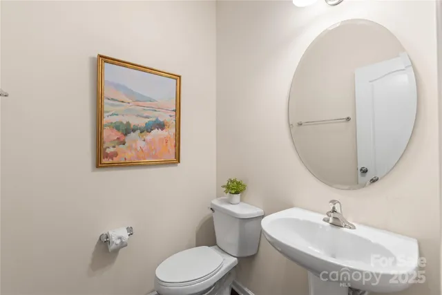 a bathroom with a toilet a sink and mirror