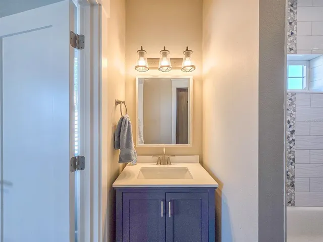 a view of a balcony with wooden floor