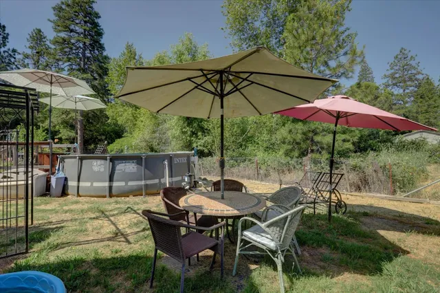 a big yard with lots of green space and trees