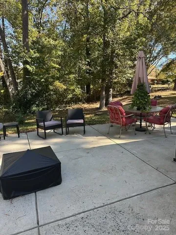 a view of road with large trees