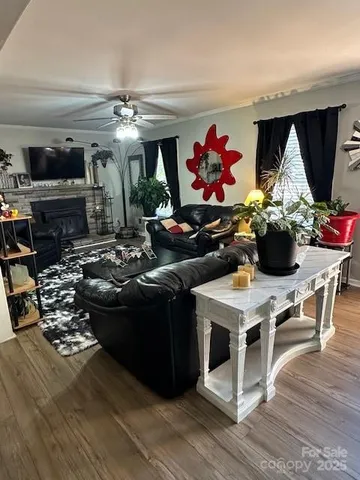 a living room with lots of furniture and decor