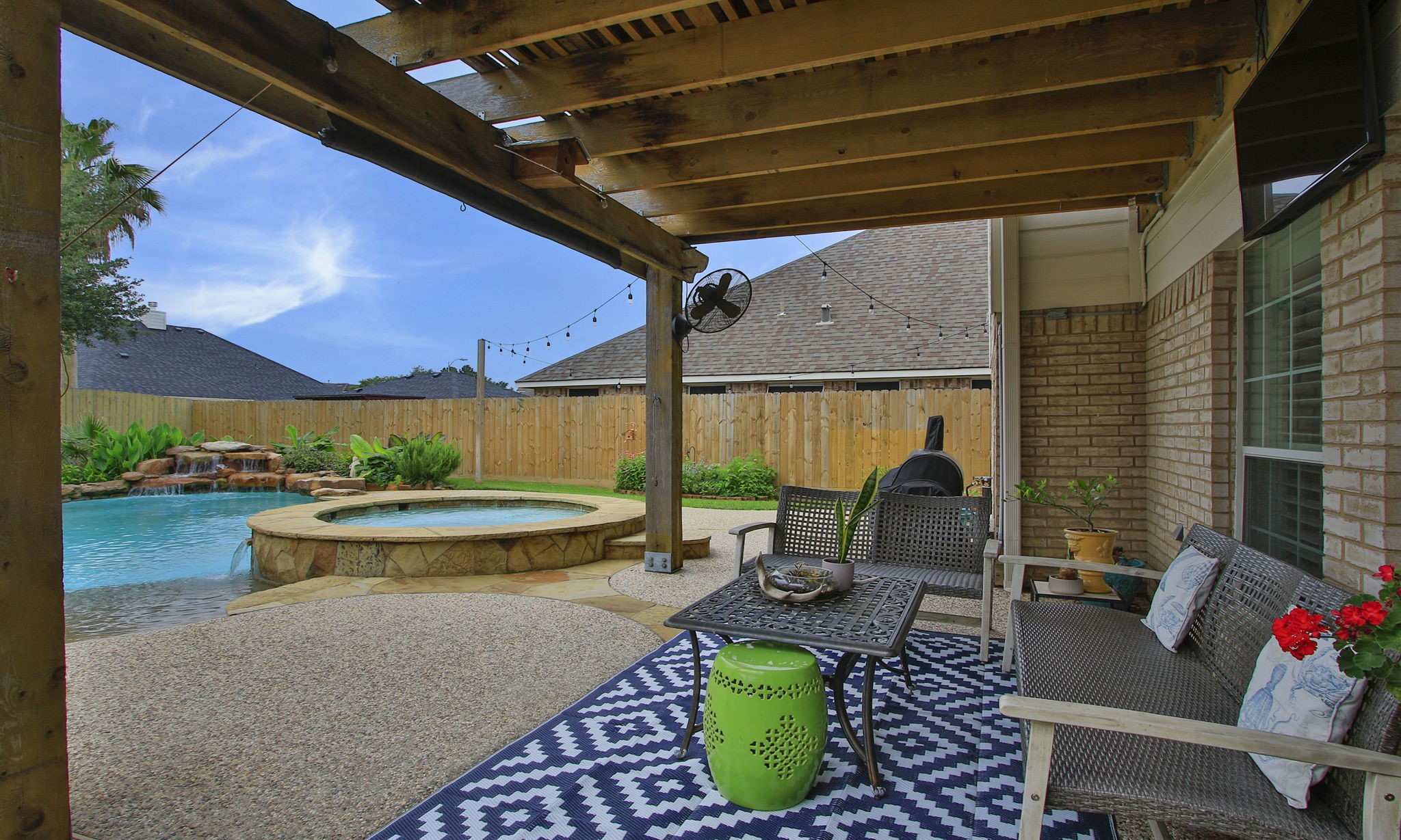 8419 Marchelle Lane Spring, TX 77379 - Photo 31 of 42 a front view of a house with outdoor seating