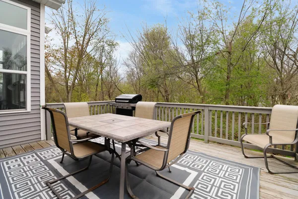 a view of a patio on the deck