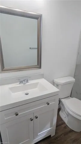 a bathroom with a sink a toilet and vanity