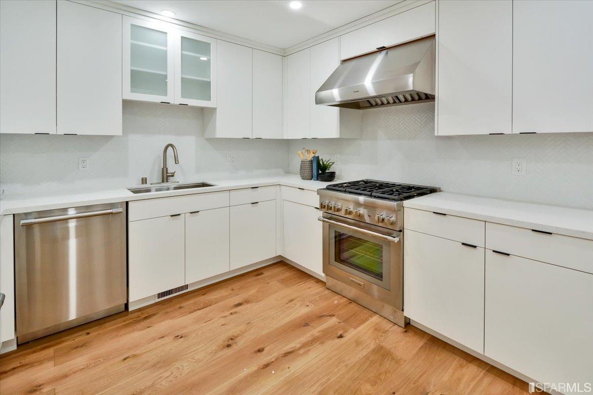 334 Holladay Avenue San Francisco, CA 94110 - Photo 12 of 36 a kitchen with a stove and white cabinets