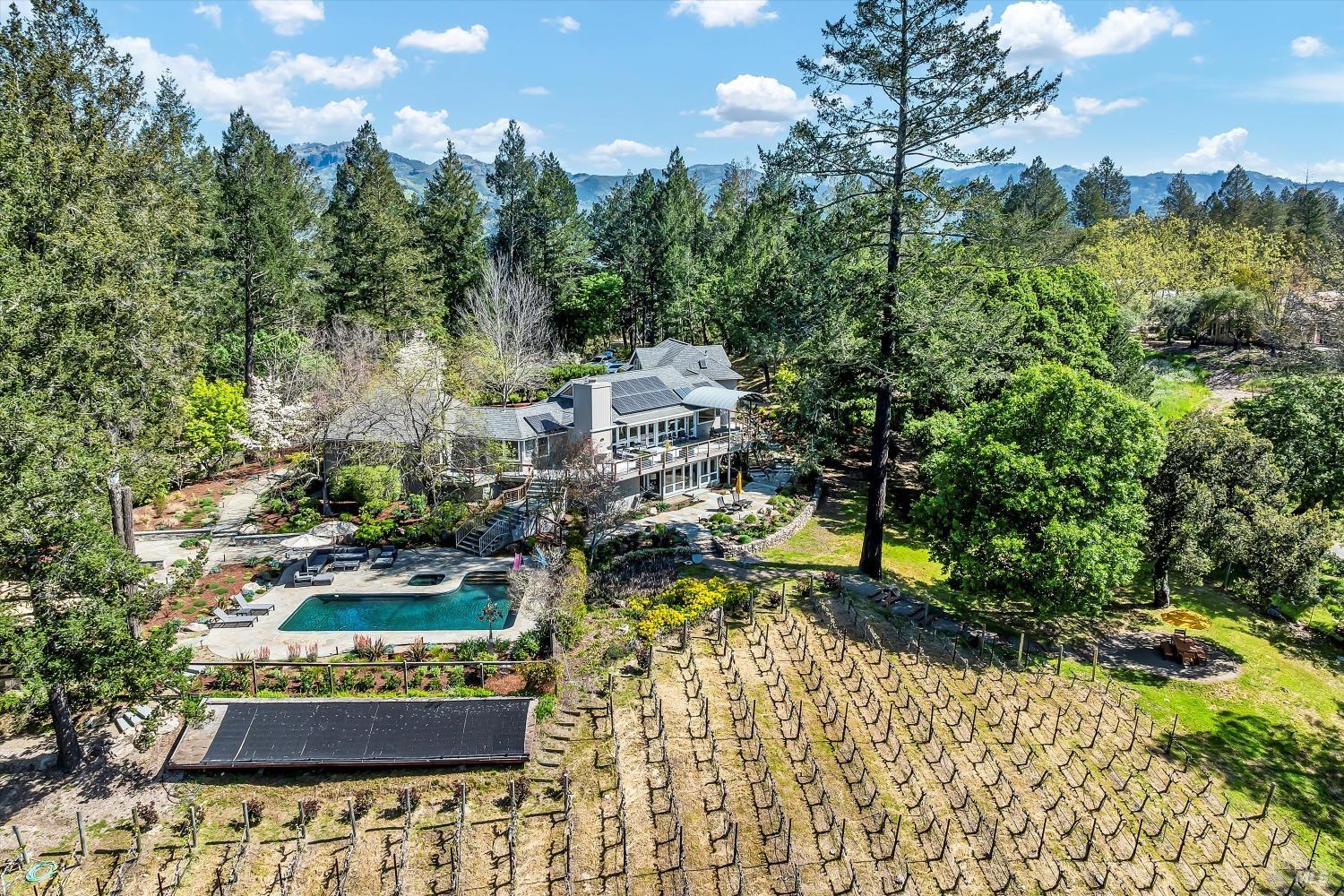 511 Kortum Canyon Road Calistoga, CA 94515 - Photo 2 of 87 View over 1+/- Cabernet Sauvignon vineyard towards the rear of the house and grounds.
