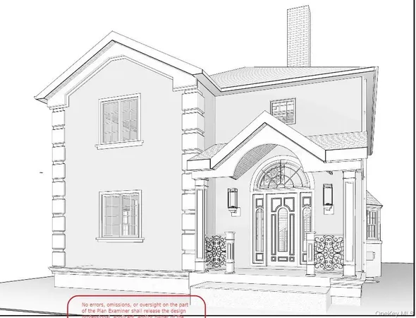 a view of a house with a white door