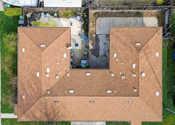 an aerial view of balcony with outdoor space