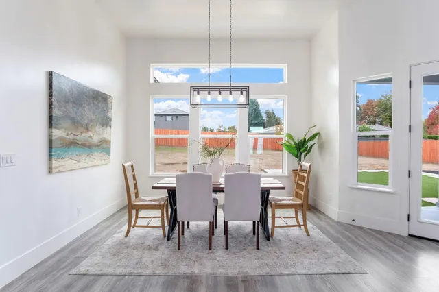 a view of kitchen and wooden floor