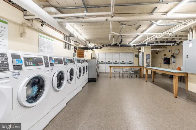 a view of a garage with furniture