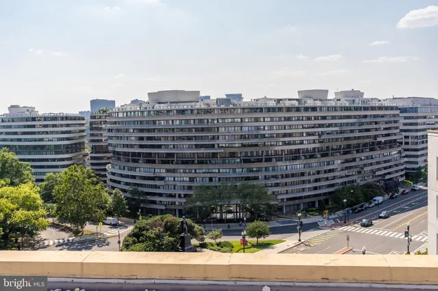 a view of a city with tall buildings